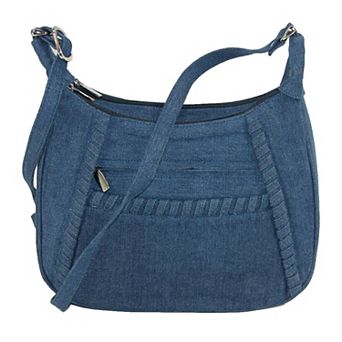 Denim Shoulder Handbag With Adjustable Strap