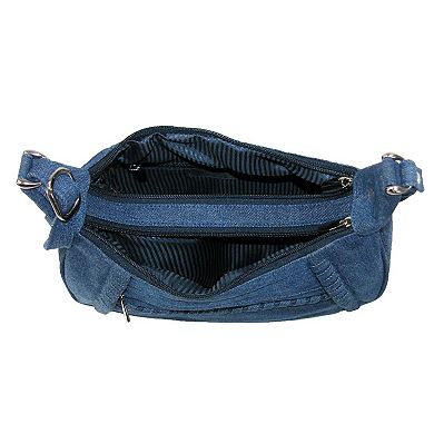 Denim Shoulder Handbag With Adjustable Strap