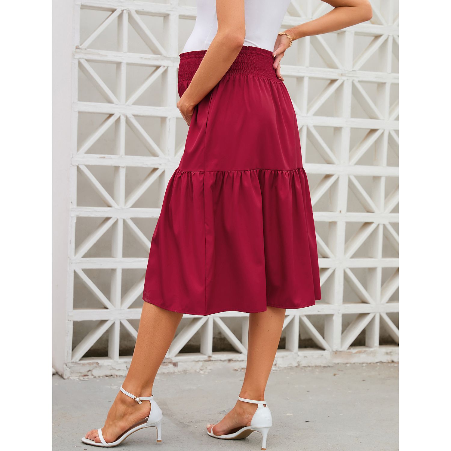 Umfun Women's Skirts Solid High Waisted Skirt Pleated A Line Swing Midi Tie Up Casual Maxi Skirts Swing Ankle Skirt Navy S - Walmart Supplies