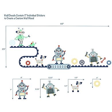 Bedtime Originals Robbie Robot Gray/blue Wall Decals