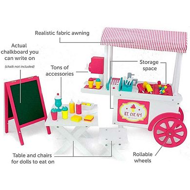 20 Piece Ice Cream Cart With Accessories Doll Furniture Playset