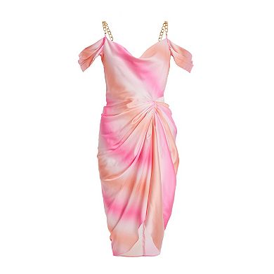 Quiz Women's Satin Ombre Cold Shoulder Midi Dress