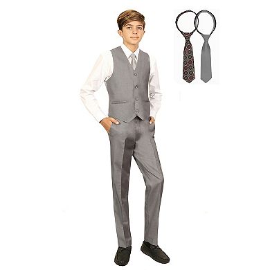 Gioberti Kid's 5 Piece Vest And Pants Set w/ Shirt And Ties