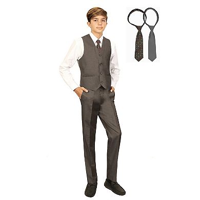 Gioberti Kid's 5 Piece Vest And Pants Set w/ Shirt And Ties