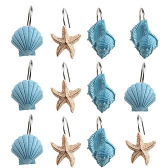 12 pc Seashell Shower Curtain Hooks