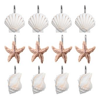12 pc Seashell Shower Curtain Hooks