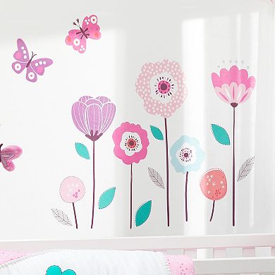 Bedtime Originals Magic Garden Pink/lavender/coral Butterfly Floral Wall Decals