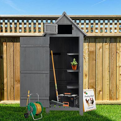 30.3 X 21.3 X 70.5 H Outdoor Storage Cabinet Tool Shed Wooden Garden Shed