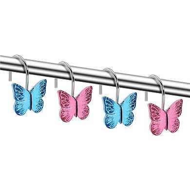 12pcs Butterfly Shower Curtain Resin Hooks