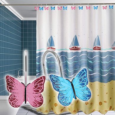 12pcs Butterfly Shower Curtain Resin Hooks