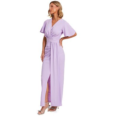 Quiz Women's Short Sleeve Wrap Maxi Dress