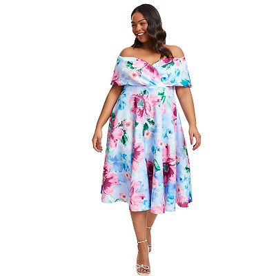 Bardot midi dress plus size hotsell