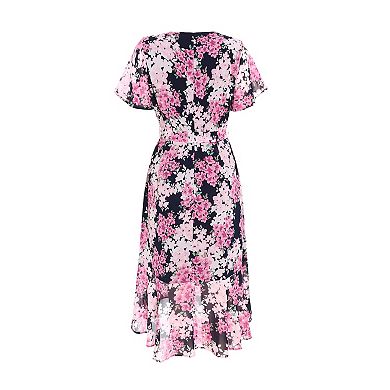Quiz Women's Floral Print Midi Dip Hem Dress