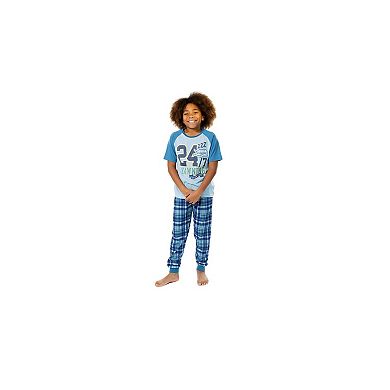 Sleep On It Boys 2-Piece Short-Sleeve Jersey Pajama Top and Pajama Pants Set