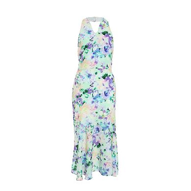 Quiz Women's Floral Crepe Halter Neck Midi Dress