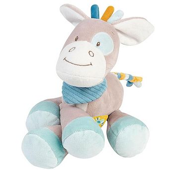 Nattou Horse Plush Tim - Plush Toy, Helps Baby Motor Skills, Washable - Grey, 11 in