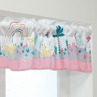 Bedtime Originals Rainbow Jungle Elephant/leopard Window Valance - Pink/gray