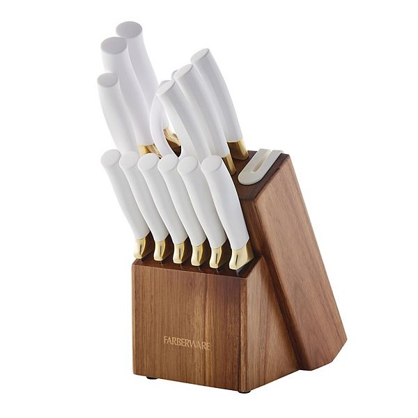 Farberware® 14-pc. Knife Block Set with Built in Sharpener - White