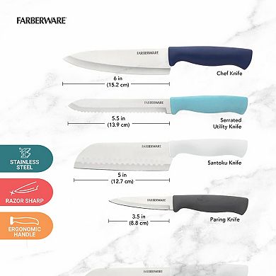 Farberware® 4-pc. Essential Stainless Steel Razor-Sharp Knife Set