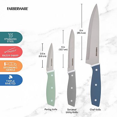 Farberware® 3-pc. Essential Stainless Steel Razor-Sharp Knife Set
