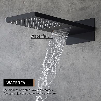 22" Wall Mounted Watterfall Shower System With Handheld Spray