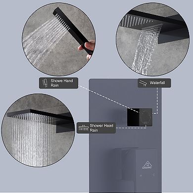 22" Wall Mounted Watterfall Shower System With Handheld Spray