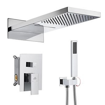 22" Wall Mounted Watterfall Shower System With Handheld Spray