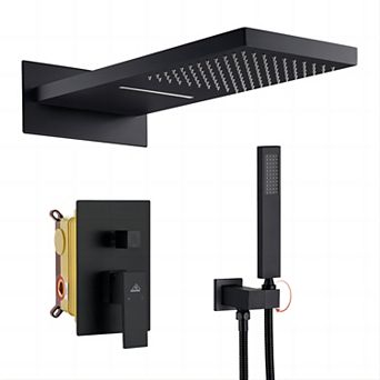 22" Wall Mounted Watterfall Shower System With Handheld Spray