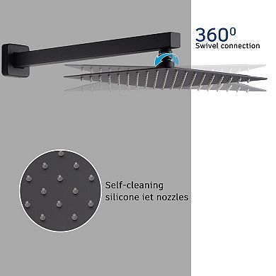 10" Wall Mount Rain Shower Shower System With Hand Shower & Slide Bar