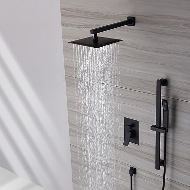 10" Wall Mount Rain Shower Shower System With Hand Shower & Slide Bar
