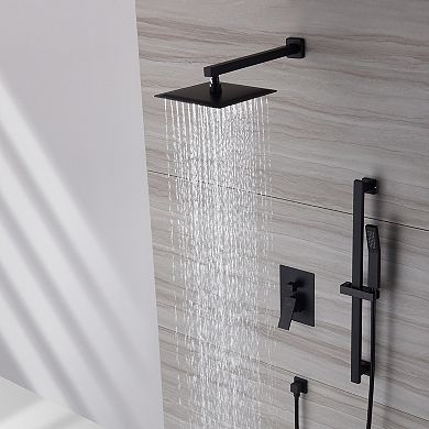 10" Wall Mount Rain Shower Shower System With Hand Shower and Slide Bar