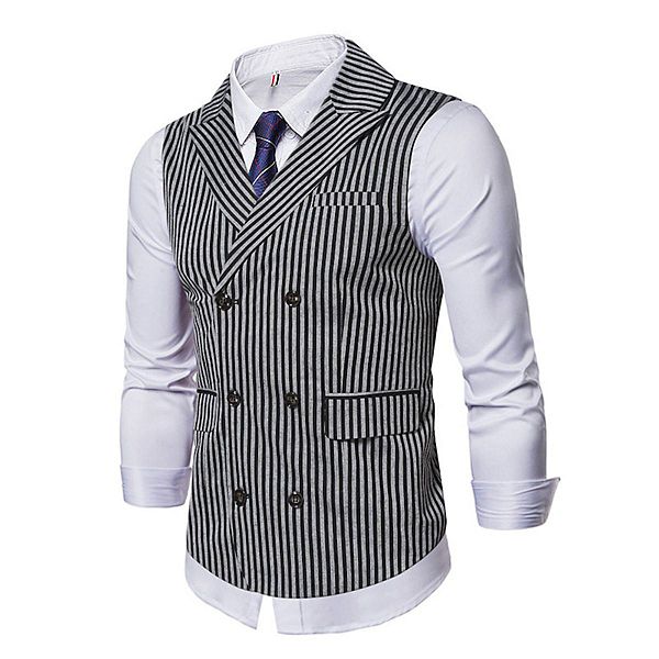 Mens Waistcoat Peak Lapel Double Breasted Casual Suit Vests For ...