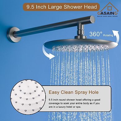 9.5'' Wall-mounted Rain Shower Faucet With Handheld & Valve Included
