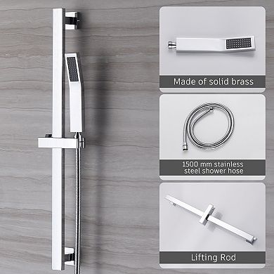 10" Wall Mounted Shower System Set With Sliding Handheld Rod