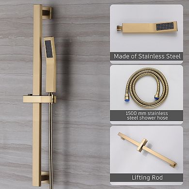 10" Wall Mounted Shower System Set With Sliding Handheld Rod