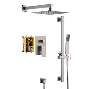 10" Wall Mounted Shower System Set With Sliding Handheld Rod