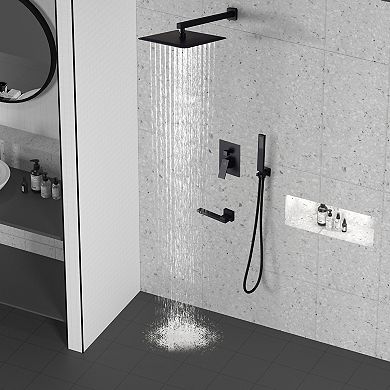 Casainc 10" Wall Mounted  Rain Shower System With Bathtub Spout
