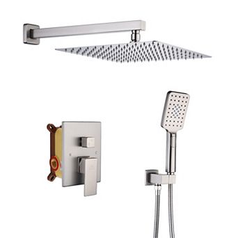 12-inch Square Top 2-function In-wall Shower System