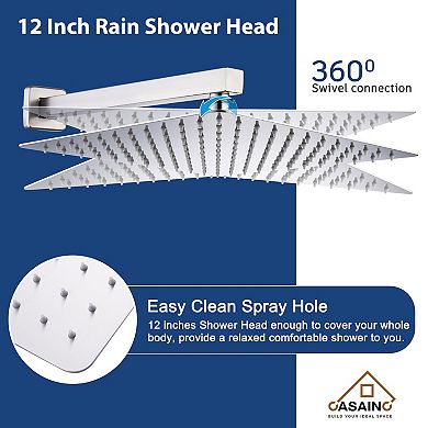 12-inch Square Top 2-function In-wall Shower System