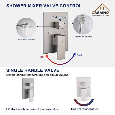 12-inch Square Top 2-function In-wall Shower System