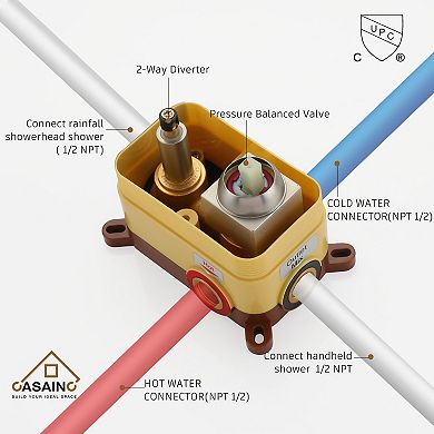 12-inch Square Top 2-function In-wall Shower System