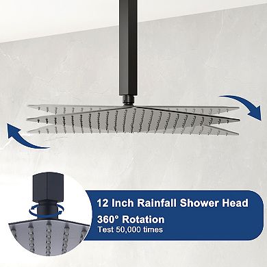 12-inch Square Top 2-function Ceiling-mounted Shower System
