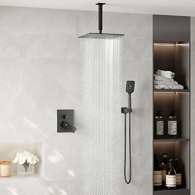 12-inch Square Top 2-function Ceiling-mounted Shower System