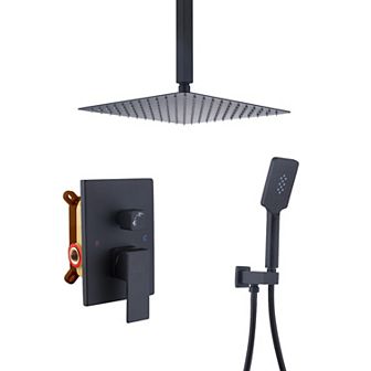 12-inch Square Top 2-function Ceiling-mounted Shower System