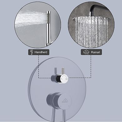 Casainc 10" Round Wall Mounted Luxury Rain Shower System With Handheld Spray