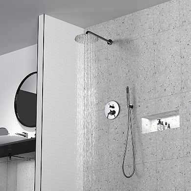 Casainc 10" Round Wall Mounted Luxury Rain Shower System With Handheld Spray