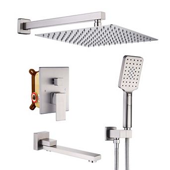 10-inch Square Top 3-function In-wall Shower System