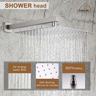 10-inch Square Top 3-function In-wall Shower System