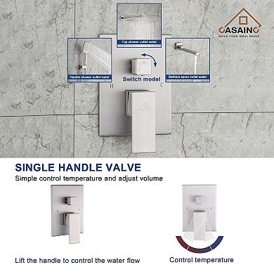 10-inch Square Top 3-function In-wall Shower System