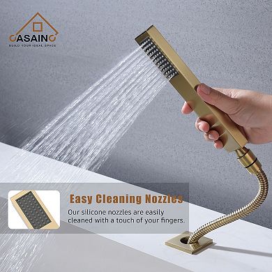 Roman Tub 5 Hole Waterfall Faucet Set With Handheld Shower Head